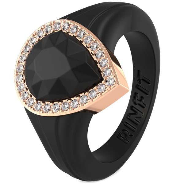 New! Pear Silicone Ring with Metal Frame and Stones